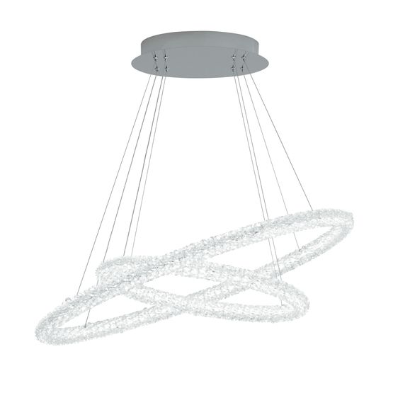 Circle 2Lt Pendant - Chrome Metal &amp; Crystal