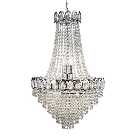 Louis Phillipe 11Lt Chandelier - Chrome Metal &amp; Crystal