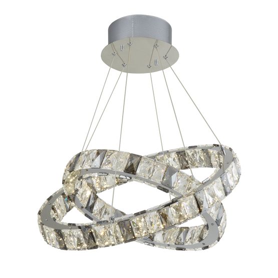 Optica 2Lt LED Pendant - Clear &amp; Smokey Crystal
