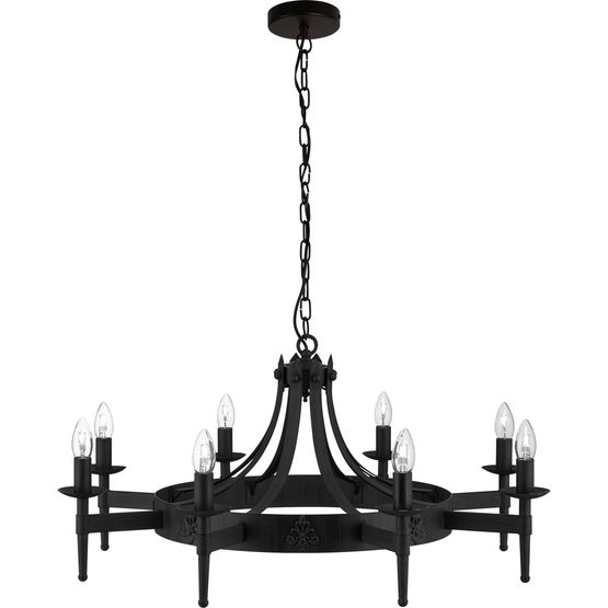 Cartwheel II 8Lt Pendant - Black Wrought Iron