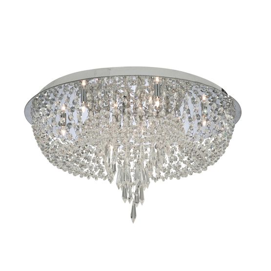 Crisslet 10Lt Flush Ceiling Light - Chrome &amp; Clear Crystal