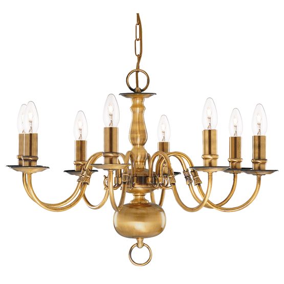 Flemish 8Lt Pendant - Solid Brass Metal