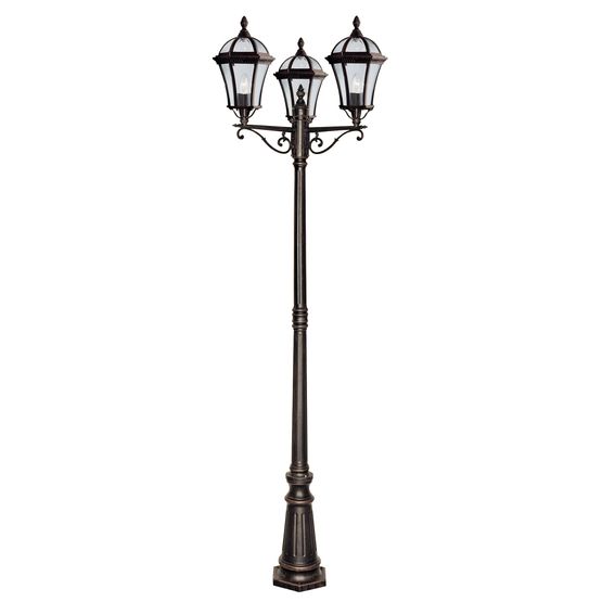Capri Outdoor Post - Rustic Brown Metal &amp; Glass