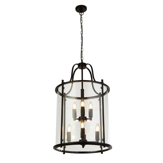 Lantern Grande 8Lt Pendant - Black Metal &amp; Glass