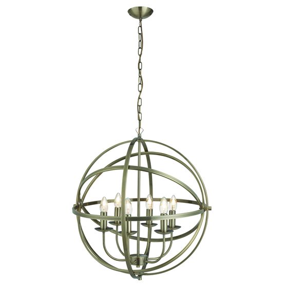 Orbit 6Lt Pendant - Antique Brass Metal