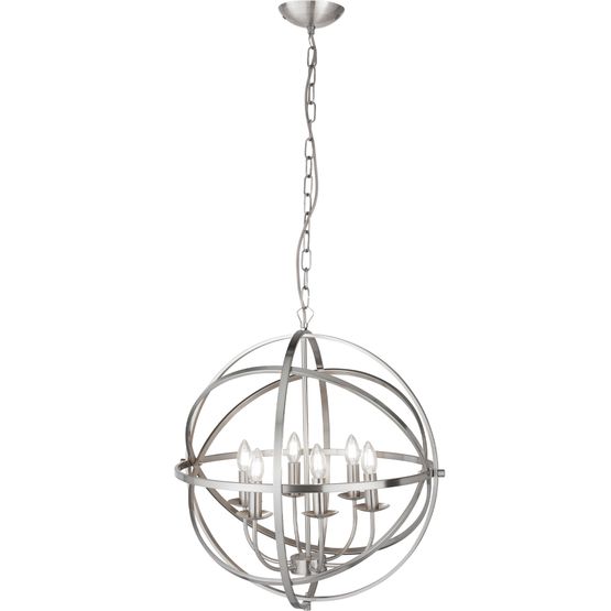 Orbit 6Lt Pendant - Satin Silver Metal