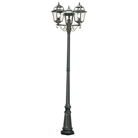 New Orleans Outdoor Post - Black Gold Metal &amp; Glass