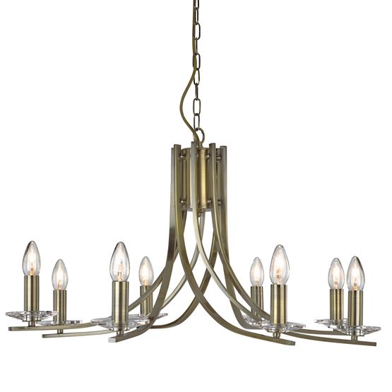 Ascona 8Lt Pendant - Antique Brass Metal &amp; Glass