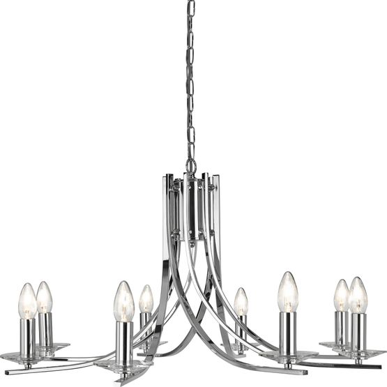 Ascona 8Lt Pendant - Chrome Metal &amp; Glass