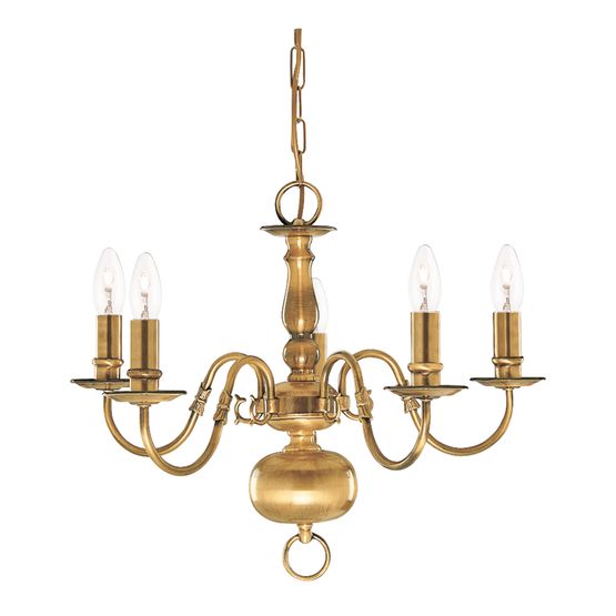 Flemish 5Lt Pendant - Solid Brass Metal
