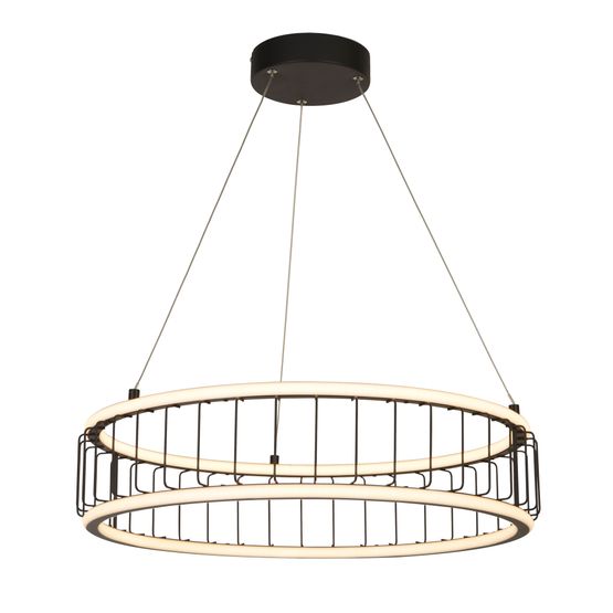 Circolo Cage Drum Pendant - Black Metal &amp; White Silicon