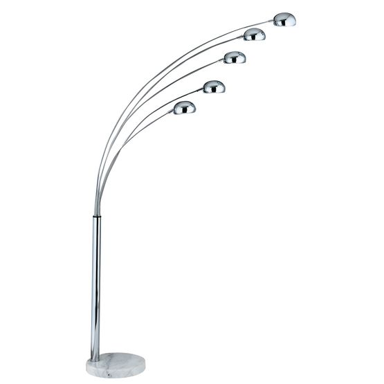 Giraffe 5Lt Chrome Metal &amp; White Marble Base Floor Lamp