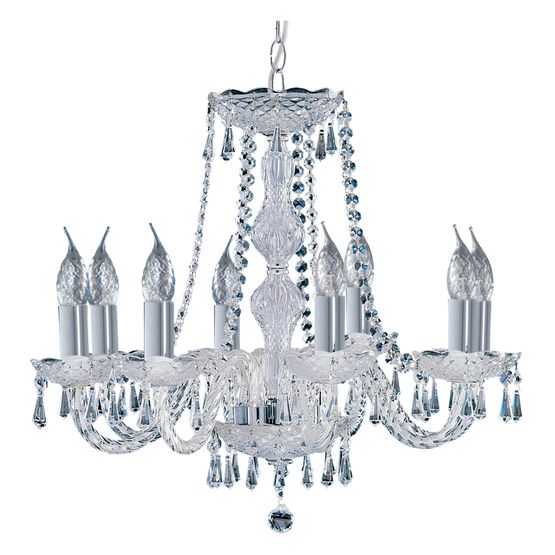Hale 8Lt Chandelier - Chrome Metal &amp; Clear Crystal