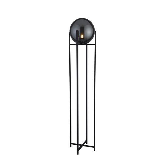 Amsterdam Floor Lamp - Black Metal &amp; Smoked Glass