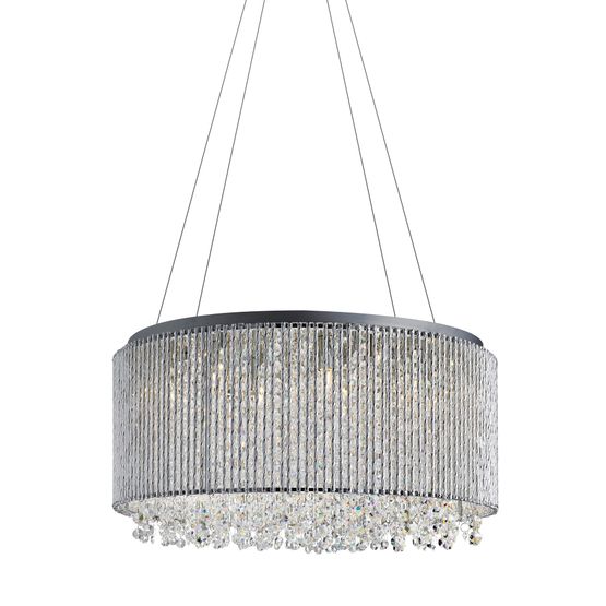 Elise II 8Lt Pendant - Chrome Metal &amp; Clear Crystal