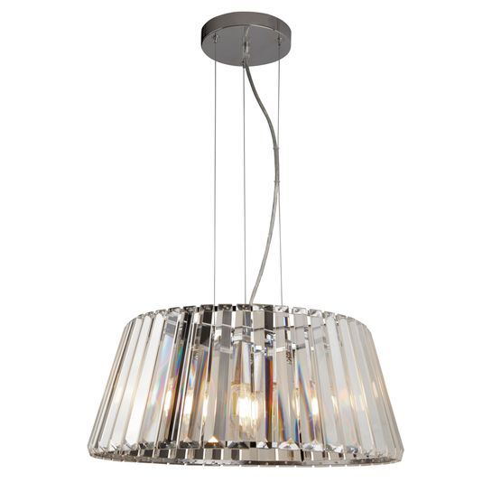 Tiara 5Lt Pendant to Semi-Flush - Chrome Metal &amp; Clear Glass