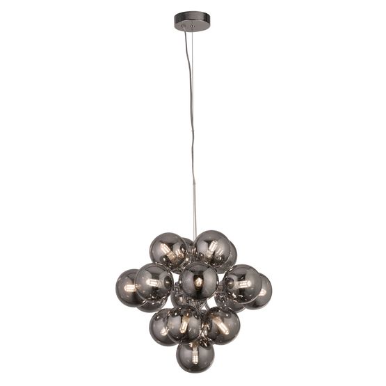 Berry 17Lt Pendant - Chrome Metal &amp; Smoked Glass