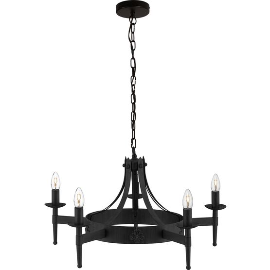 Cartwheel II 5Lt Pendant - Black Wrought Iron