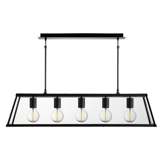 Voyager 5Lt Bar Pendant - Black Metal &amp; Glass