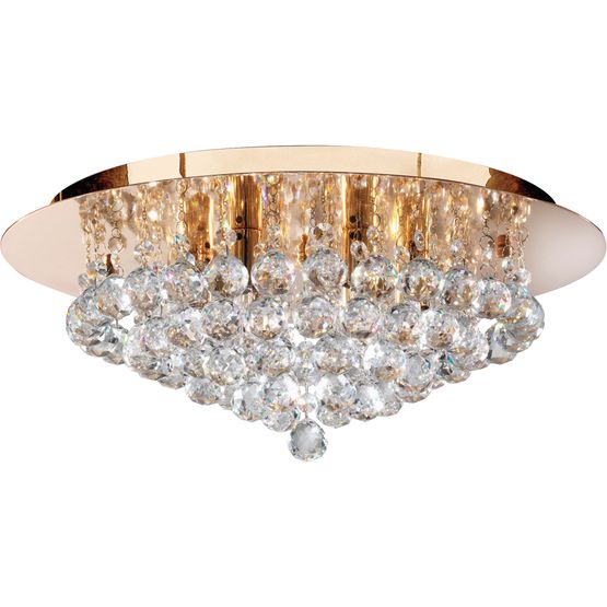 Hanna 6Lt Flush - Gold Metal &amp; Clear Crystal