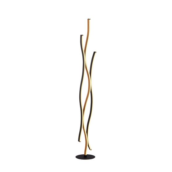 Bloom Floor Lamp - Black Metal &amp; Wood Effect