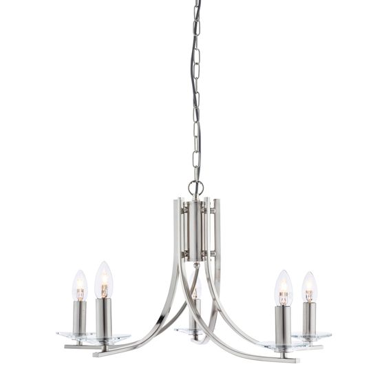 Ascona 5Lt Pendant - Satin Silver &amp; Clear Glass Sconces