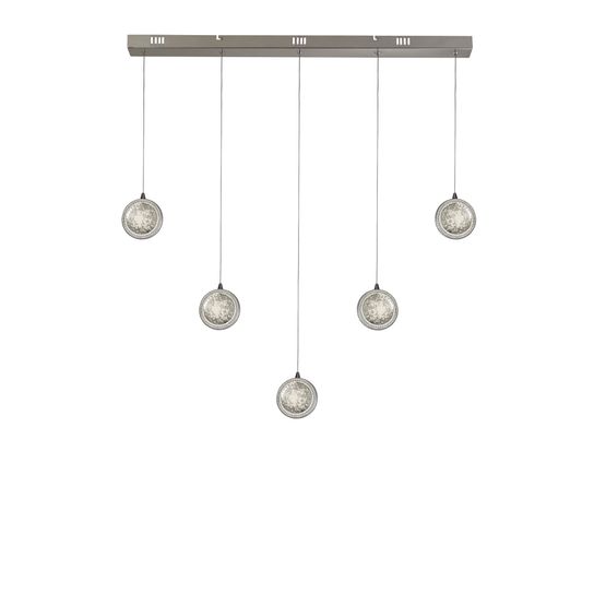 Quartz 5Lt Bar Ceiling Pendant - Chrome &amp; Bubble Glass
