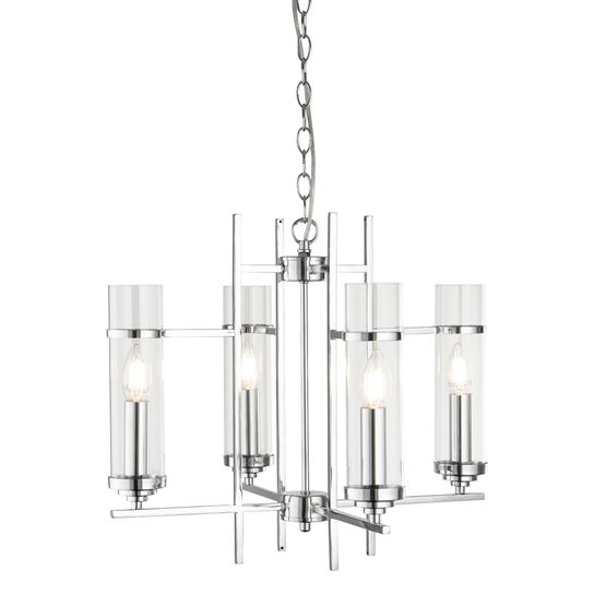 Milo 4Lt Pendant - Chrome Metal &amp; Glass