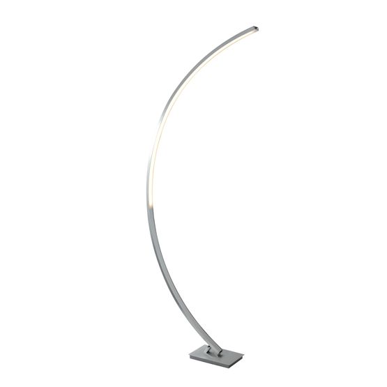 Colton LED Curved Floor Lamp - Satin Silver &amp; Opal