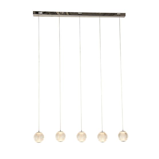 Allure 5Lt Bar Pendant - Chrome Metal &amp; Clear Acrylic