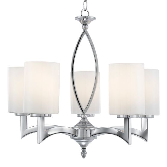 Gina 5Lt Pendant - Chrome &amp; White Glass Shades