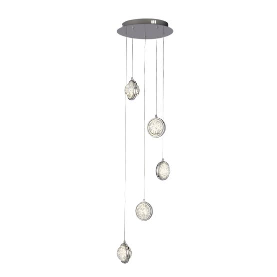 Quartz 5Lt Ceiling Pendant - Chrome &amp; Bubble Glass