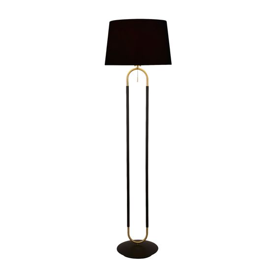 Jazz Floor Lamp - Black, Satin Brass Metal &amp; Black Velvet