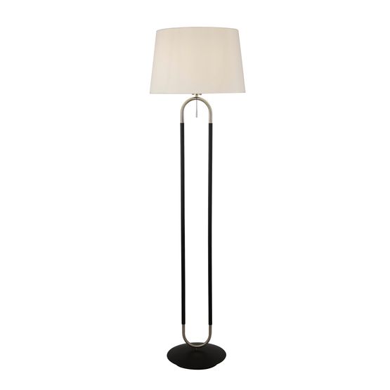 Jazz Floor Lamp - Black, Satin Silver Metal &amp; White Velvet