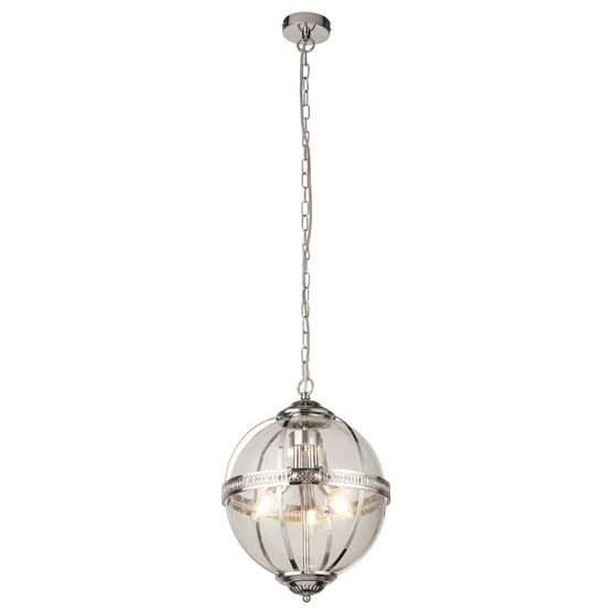 Coronet 3Lt Pendant - Chrome Metal &amp; Glass