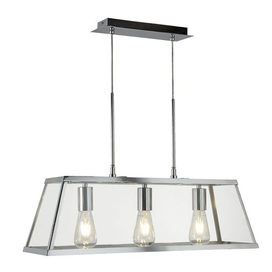 Voyager 3Lt Bar Pendant - Chrome Metal &amp; Glass