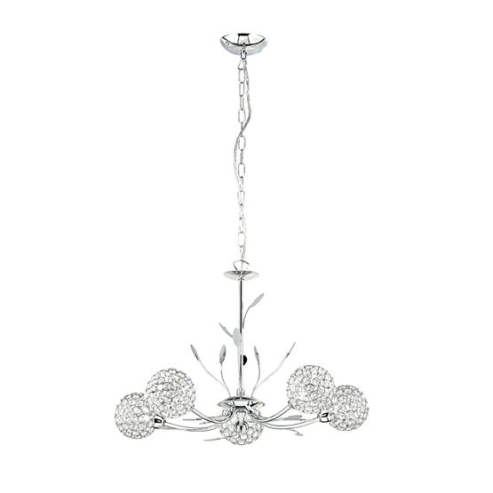Bellis II 5Lt Pendant - Chrome &amp; Clear Glass