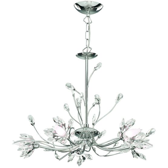 Hibiscus 5Lt Ceiling Pendant - Chrome &amp; Clear Glass