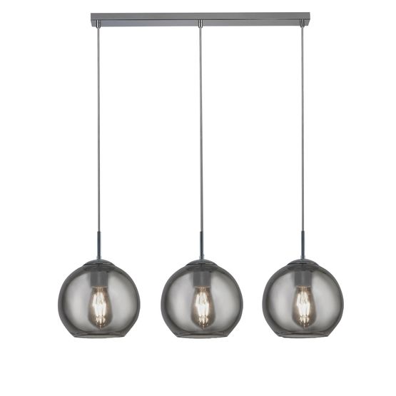 Balls 3Lt Bar Pendant - Chrome Metal &amp; Smoked Glass