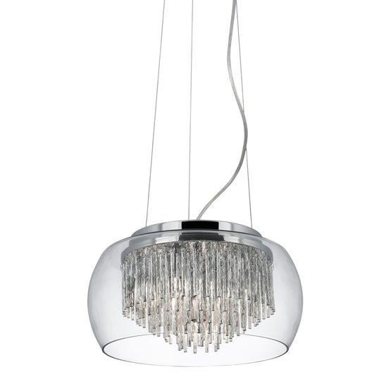 Curva 4Lt Pendant - Chrome Metal &amp; Crystal Glass