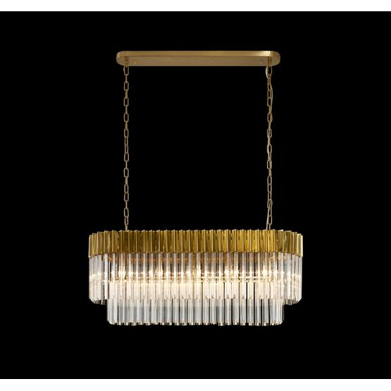 Kazzandra E14, Brass/Clear Glass Pendant Rectangle 5 Light