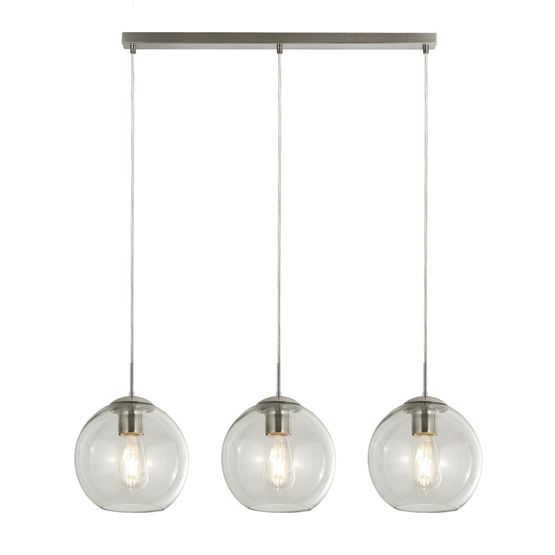 Balls 3Lt Bar Pendant - Chrome &amp; Clear Glass