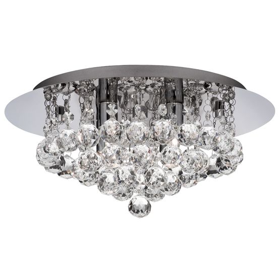Hanna II 4Lt Flush - Chrome Metal &amp; Clear Crystal