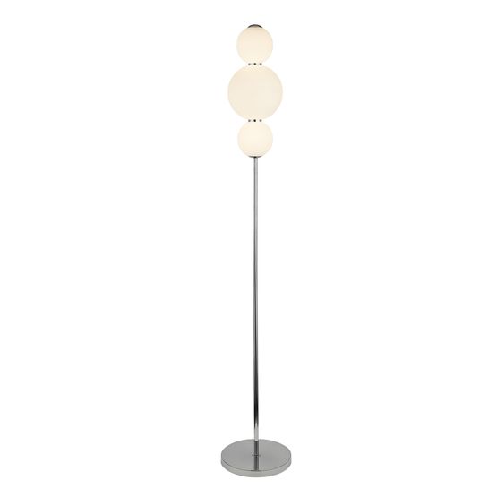 Snowball 3Lt Floor Lamp - Chrome Metal &amp; Opal Glass