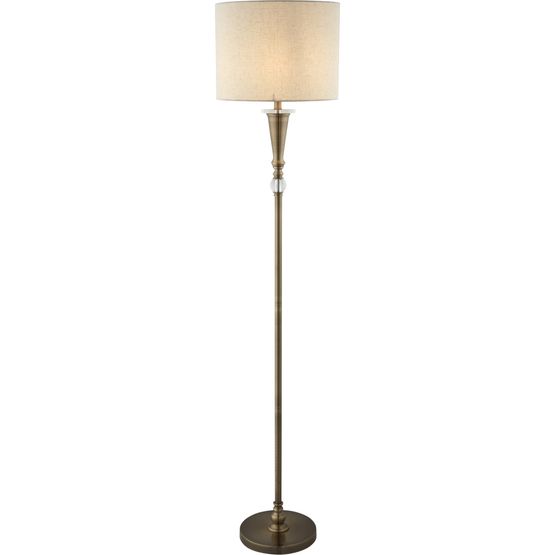 Oscar Floor Lamp - Antique Brass Metal &amp; Linen