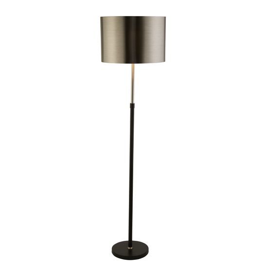 Rachel Floor Lamp - Black Metal, Satin Silver &amp; Chrome Shade
