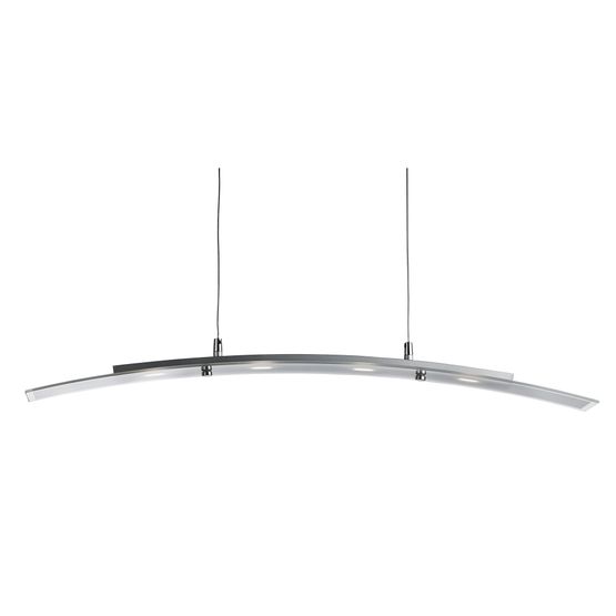 Curve 4Lt Pendant - Satin Silver Metal &amp; Frosted Glass