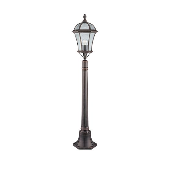Capri Outdoor Post - Aluminium, Rustic Brown &amp; Glass, IP23