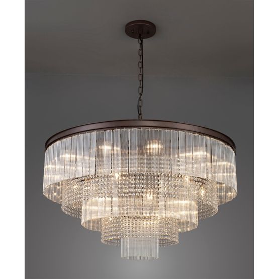 Bonni Large 3 Tier Brown Oxide Round Pendant Ceiling Light (27 Light E14)