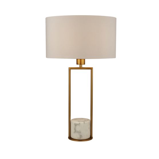 Claire Table Lamp - Gold Metal, White Marble &amp; White Shade